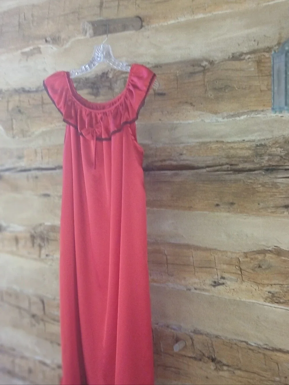Unbranded Red Off The Shoulder Satin Maxi Nightgown 2XL